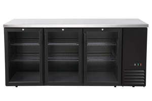 Lada chłodnicza barowa, 3 drzwi przeszklone, blat nierdzewny, 493 l, 0,185 kW, czarna | ARKTIC, 241356