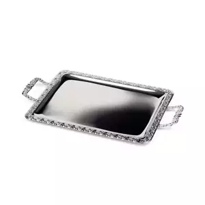 Taca prostokątna do serwowania z rantem dekoracyjnym i uchwytami 520x310 mm | APS, Schöner Essen