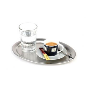 Taca owalna ze stali nierdzewnej do serwowania kawy 290x220 mm | APS, Kaffeehaus