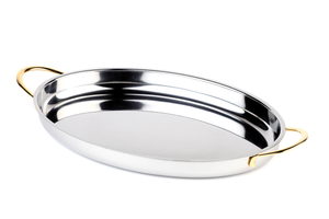 Półmisek owalny z uchwytami w kolorze złota 310x215 mm | APS, 60310