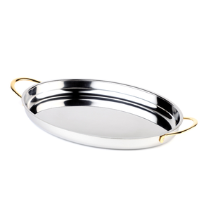 Półmisek owalny z uchwytami w kolorze złota 265x195 mm | APS, 60270