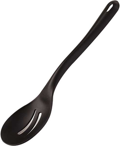 Łyżka perforowana z poliamidu o długości 350 mm, czarna | APS, 00607