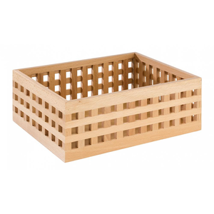 Koszyk prostokątny drewniany na pieczywo 340x260x200 mm, jasnobrązowy | APS, Brotstation