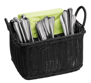 Koszyk prostokątny na sztućce 260x180x150 mm, czarny | APS, Economic