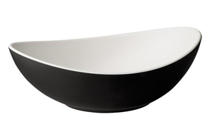 Misa owalna z melaminy 175x135x65 mm, biała/czarna | APS, Halftone