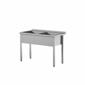 Stół przyścienny z basenem dwukomorowym ze stali nierdzewnej, 1700x700x850 mm, ECO Line | EDENOX, SBTW-1773/2 PL