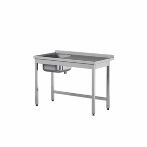 Stół przyścienny ze zlewem jednokomorowym ze stali nierdzewnej, 600x600x850 mm, ECO Line | EDENOX, STW-66/1 PL L B