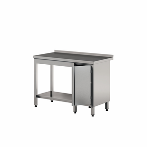 Stół przyścienny z szafką i półką ze stali nierdzewnej, 1300x700x850 mm, ECO Line | EDENOX, WT-137 PL HD S