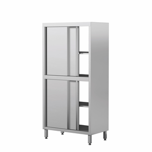 Szafa magazynowa przelotowa ze stali nierdzewnej, drzwi suwane, 2 poziomy półek, 1400x700x2000 mm, ECO Line | EDENOX, SC8-147/20 2S SD