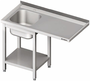 Stół ze zlewem jednokomorowym z lewej strony i miejscem na lodówkę lub zmywarkę 1800x600x900 mm | STALGAST, 980966180