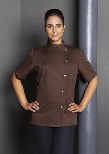 Bluza kucharska damska, rozmiar 48, jasnobrązowa | KARLOWSKY, Greta