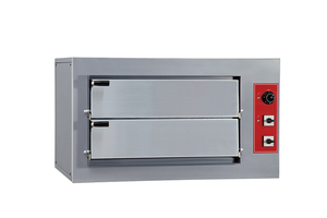 Dwukomorowy piec do pizzy ze stali nierdzewnej sterowany manualnie, 2x4 pizza 250 mm | PIZZA GROUP, Baby