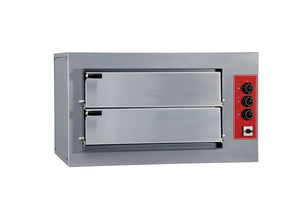 Dwukomorowy piec do pizzy ze stali nierdzewnej sterowany manualnie, 2x1 pizza 450 mm | PIZZA GROUP, Baby 3T