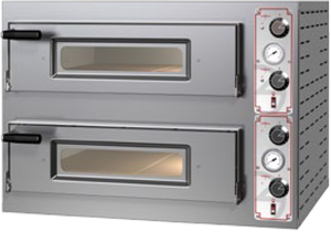 Dwukomorowy piec do pizzy ze stali nierdzewnej sterowany manualnie, 2x6 pizza 340 mm | PIZZA GROUP, Entry Basic 12