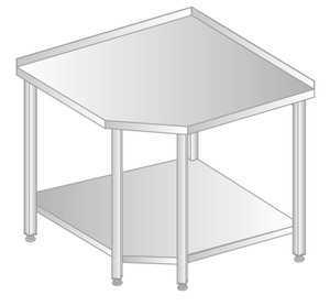 Stół narożny z półką, 968x868x850 mm | DORA METAL, GT-3105