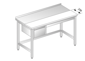 Stół z płytą do krojenia i szufladą 1100x700x850 mm | DORA METAL, DM-3106