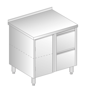 Stół z szafką i szufladami 800x700x850 mm | DORA METAL, GT-3120