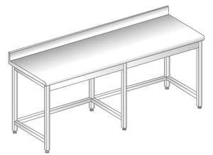 Stół do pracy 2500x700x850 mm, z krawędzią antybryzgową | DORA METAL, DM-S-3102