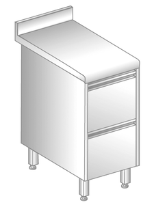 Stół z szufladami 600x700x850 mm, z krawędzią antybryzgową | DORA METAL, DM-S-3109