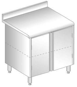 Stół z szafką 1100x600x850 mm, z krawędzią antybryzgową | DORA METAL, DM-S-3117