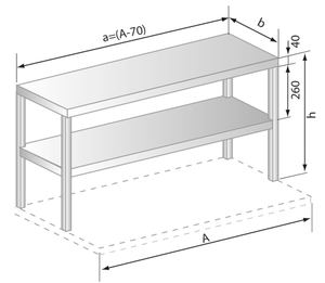 Nadstawka na stół z półką 1130x300x600 mm | DORA METAL, GT-3139