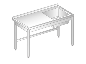 Stół ze zlewem 600x600x850 mm | DORA METAL, GT-3200