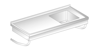 Stół ze zlewem 1300x700x375 mm, podwieszany | DORA METAL, DM-3270