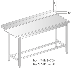 Stół wyładowczy do zmywarek 1600x700x850 mm | DORA METAL, GT-3248