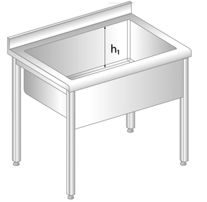 Stół z basenem jednokomorowym 900x600x850 mm, z krawędzią antybryzgową, głębokość komory 400 mm | DORA METAL, DM-S-3235