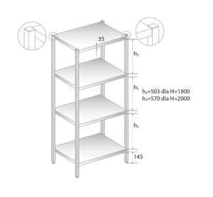 Regał 600x700x2000 mm | DORA METAL, GT-3319