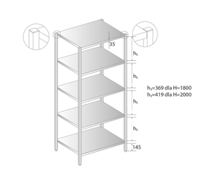 Regał 700x700x1800 mm | DORA METAL, GT-3320