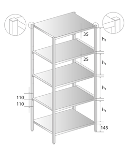 Regał z półkami przestawnymi 1000x500x2000 mm | DORA METAL, GT-3321