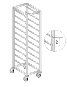 Regał na pojemniki lub tace 400x550x1600 mm | DORA METAL, DM-3322