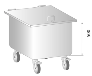 Pojemnik 50 l na odpadki, jezdny 400x400x650 mm | DORA METAL, DM-3410