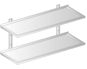 Półka wisząca przestawna z powierzchnią zagłębioną 1200x400x700 mm, podwójna | DORA METAL, GT-3504