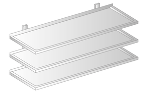 Półka wisząca przestawna z powierzchnią zagłębioną 1600x400x1050 mm, potrójna | DORA METAL, GT-3506