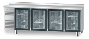 Stół chłodniczy 4-drzwiowy z drzwiami przeszklonymi, 2325x600x850 mm | DORA METAL, DM-94008