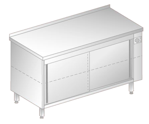 Stół przyścienny podgrzewany z drzwiami suwanymi, 1200x600x850 mm | DORA METAL, DM-94372