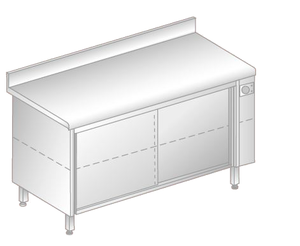 Stół przyścienny podgrzewany z drzwiami suwanymi, 1600x600x850 mm | DORA METAL, DM-94374