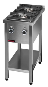 Kuchnia gazowa 2-palnikowa na podstawie otwartej, 12 kW, 400x700x850 mm | KROMET, 000.KG-2M