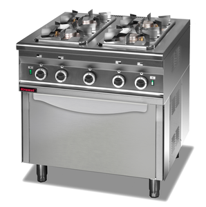 Kuchnia gazowa 4-palnikowa z piekarnikiem gazowym GN 1/1, 17,5 kW, 800x700x900 mm | KROMET, 000.KG-4s/PG-1
