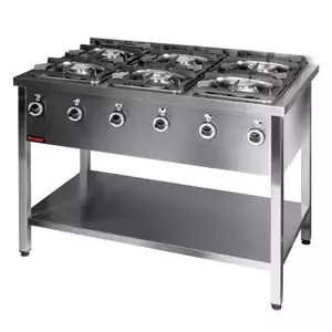 Kuchnia gazowa 6-palnikowa wolnostojąca, 36 kW, 1200x700x850 mm | KROMET, 000.KG-6M