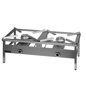 Taboret gazowy na podstawie otwartej 2-palnikowy, 18 kW, 1160x580x440 mm | KROMET, 000.TG-2