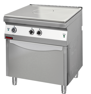 Kuchnia gazowa z płytą grzewczą z piekarnikiem gazowym GN 2/1, 14,5 kW, 800x700x900 mm | KROMET, 700.KG/I-800/PG-2