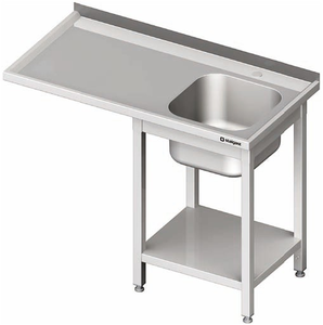 Stół ze zlewem jednokomorowym z prawej strony i miejscem na lodówkę lub zmywarkę 1400x600x900 mm | STALGAST, 980956140