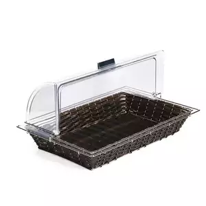 Koszyk z poliratanu z ramką GN 1/1 565x360x100 mm, ciemnobrązowy | APS, Frames