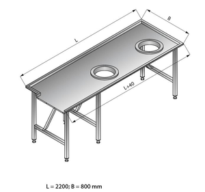 Stół sortowniczy prosty prawy, 2200x800x850 mm | LOZAMET, LO302/2280