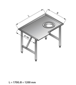 Stół sortowniczy kątowy prawy, 1700x1200x850 mm | LOZAMET, LO308/1712
