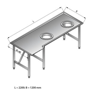 Stół sortowniczy kątowy prawy, 2200x1200x850 mm | LOZAMET, LO308/2212