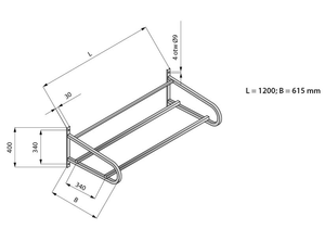 Półka wisząca do koszy 1200x615 mm | LOZAMET, LO367/1261